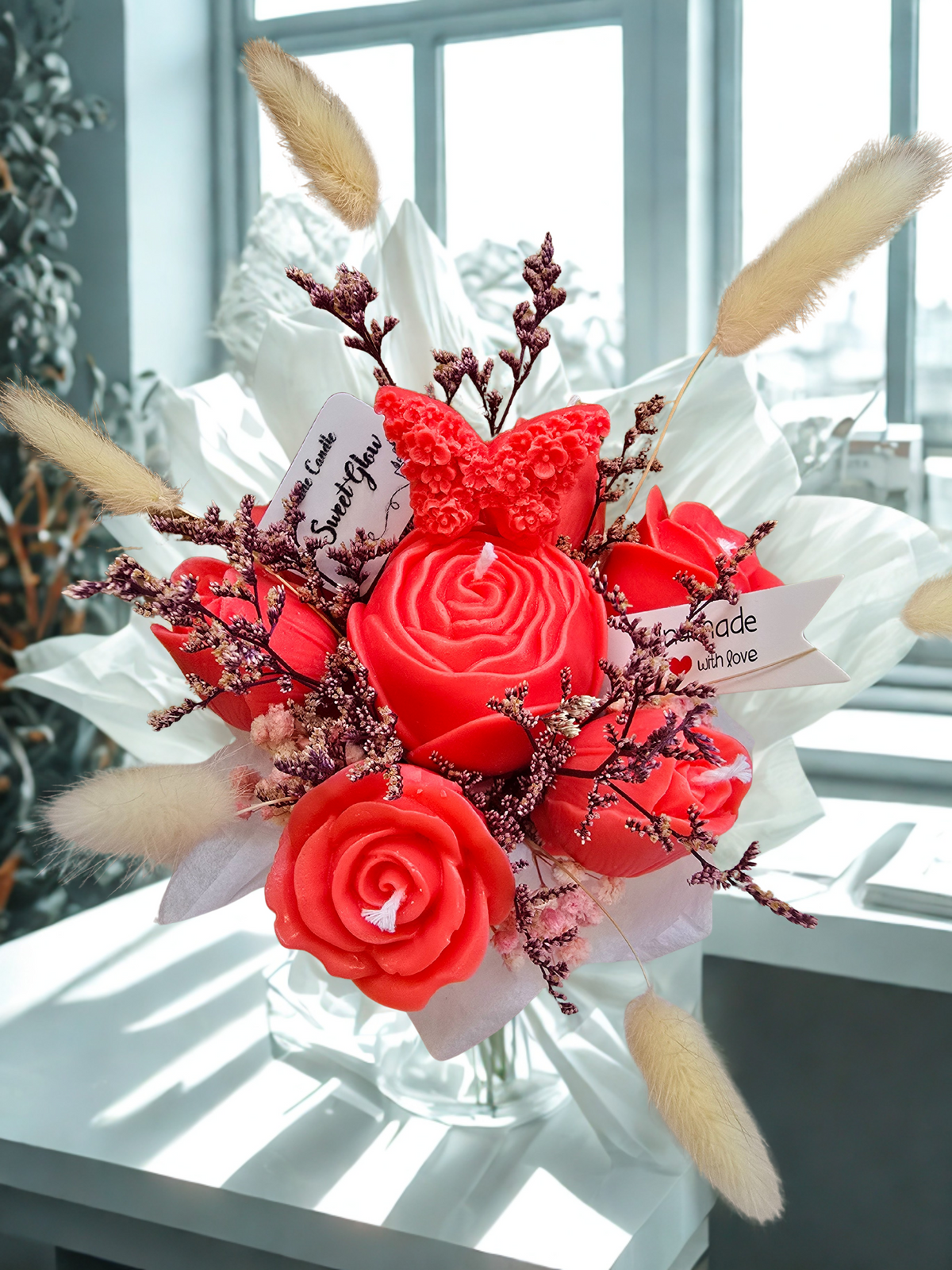 Buchet decorativ din ceară – „Profesorul Florilor”, Handmade & Parfumat