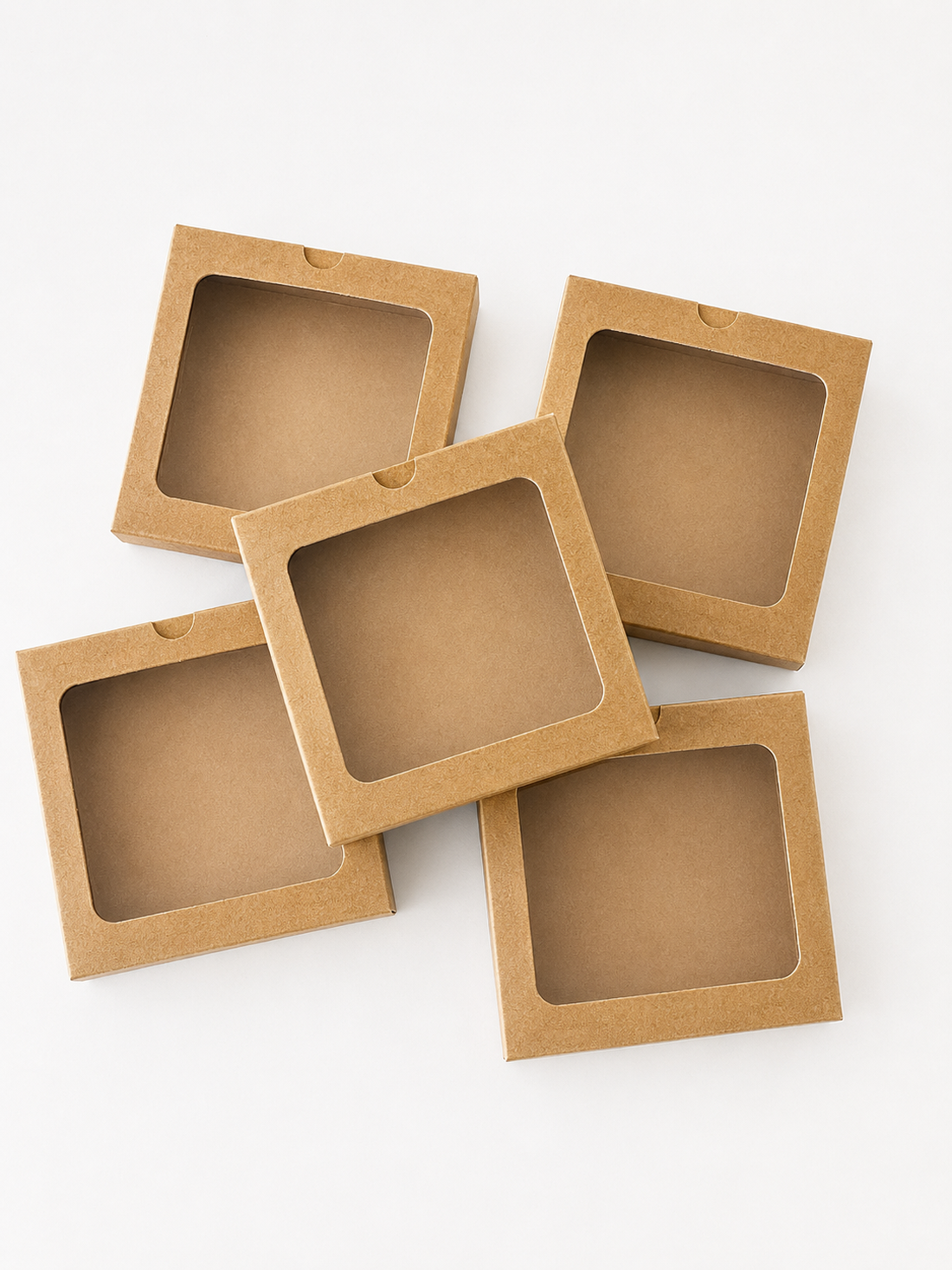 Cutii handmade 7x7x1.5 cm – elegante, cu capac fereastră patrata | set 50buc