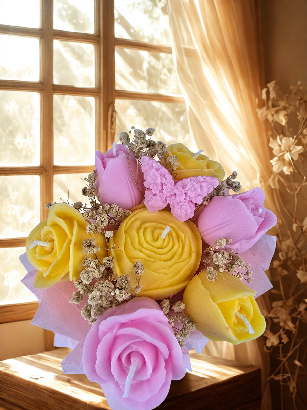 Buchet decorativ din ceară – „Profesorul Florilor 2”, Handmade & Parfumat