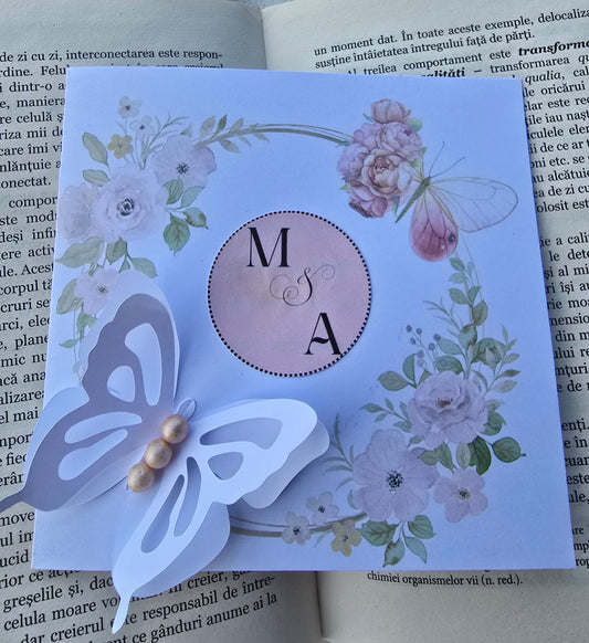 Invitație  Elegantă cu Fluture 3D