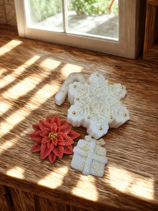 Pachet de Sărbători Handmade „Fulg de Nea” – Melt-uri Aromate pentru Magia Crăciunului