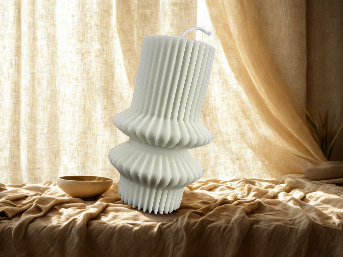 Lumânare handmade „Cercuri de Lumină” – Design minimalist și rafinat