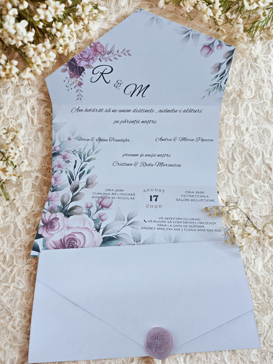 Invitație Trandafir Romantic