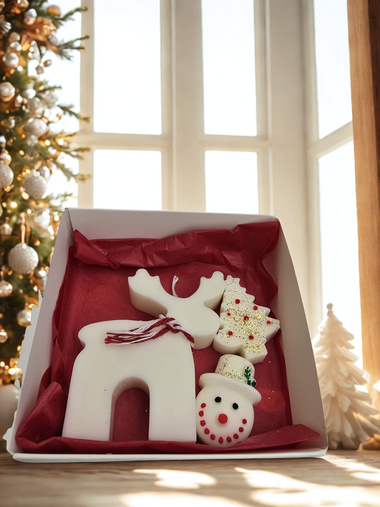 Pachet de Crăciun „Magia Renului” – Lumânare Handmade și Melt-uri Parfumate
