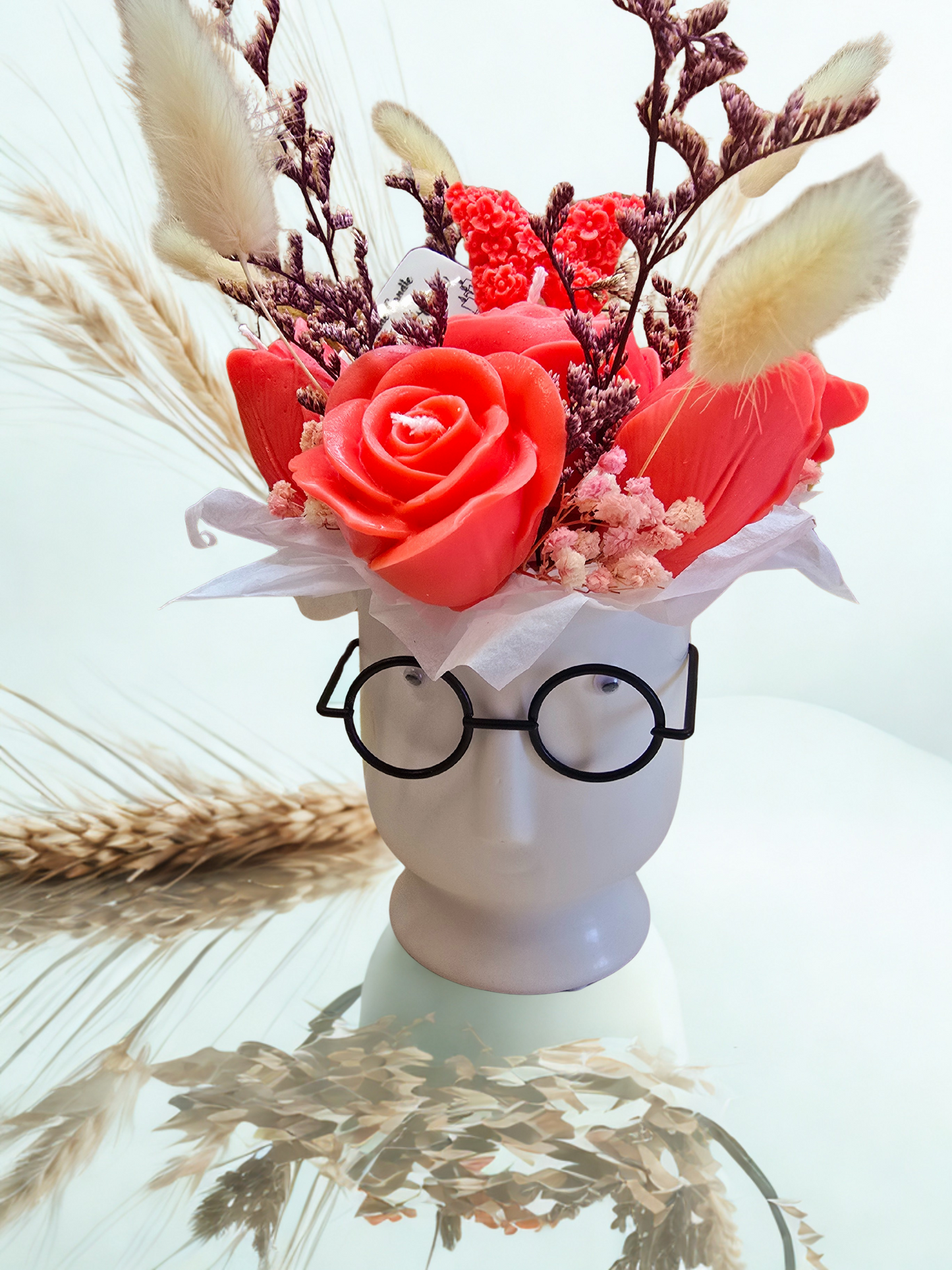 Buchet decorativ din ceară – „Profesorul Florilor”, Handmade & Parfumat